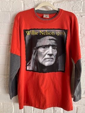 Willie Nelson Long Sleeve Tshirt Men’s Large Alore Tag Made in USA